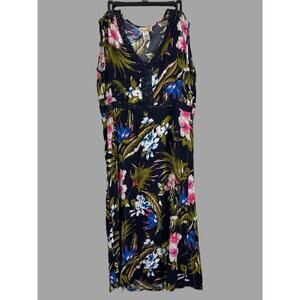 Davina Women's Floral Tropical Style Sleeveless Maxi Long Dress Size 1X